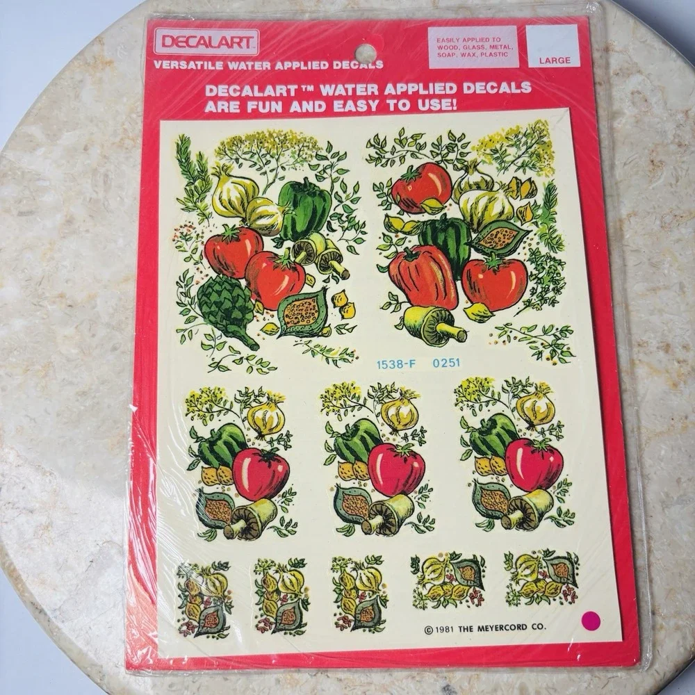 Vintage Decalart Water Applied Decals Harvest Veggie 1981 70's 80's Cottage Core
